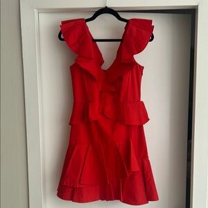 Rebecca Taylor red pleated mini dress